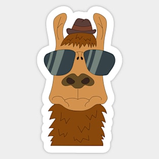 Elegant lama in sunglasses and hat. Sticker